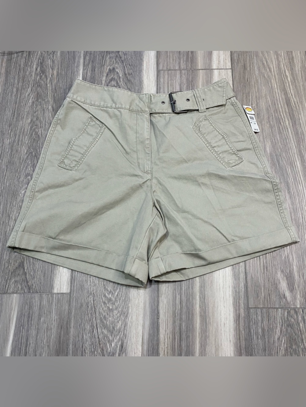 NWT Talbots Petites Belted Khaki Chino Shorts 10P